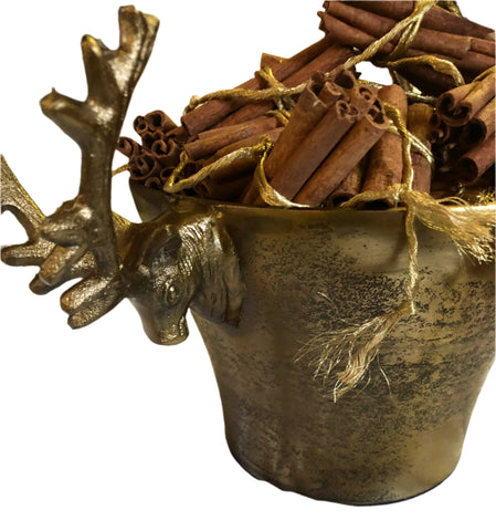 Reindeer Bowl & 20 x mini Sweet Cinnamon Bundles, Gold cord. + oil 30ml *free shipping within Australia* ( 1 available)