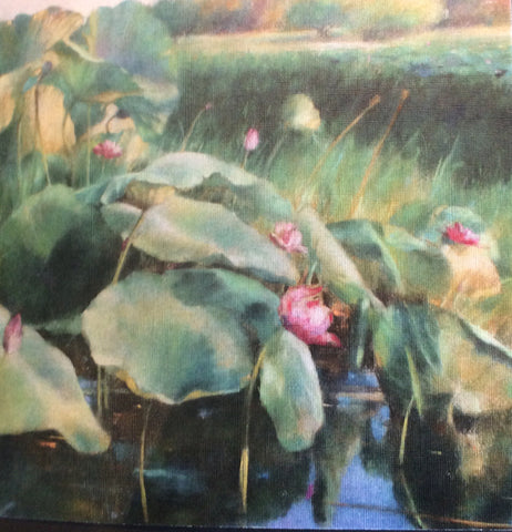 Lotus Lillies Northern Territory note card reproduction of original pastel artwork by Healesville artist Janet Hayes