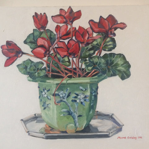 Cyclamen and Old Jardiniere Elizabeth Moore Golding original artwork