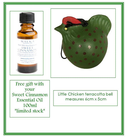 Sweet Cinnamon 100% Pure Essential Oil Blend 100ml & FREE GIFT - Green Chicken Bell (1 remaining)