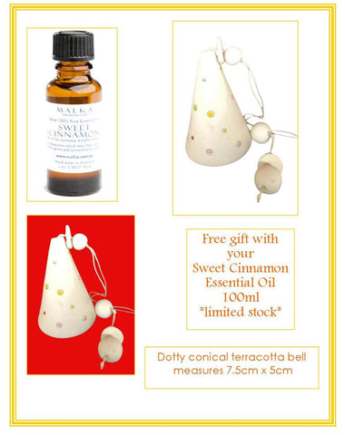 Sweet Cinnamon 100% Pure Essential Oil Blend 100ml & FREE GIFT - Spotty bell (cone)