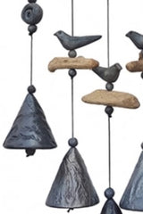 Chime 5 Bells - charcoal, feathered effect, ceramic, hand made (1 available)  *PROMO PRICE 'TIL 31 OCT*