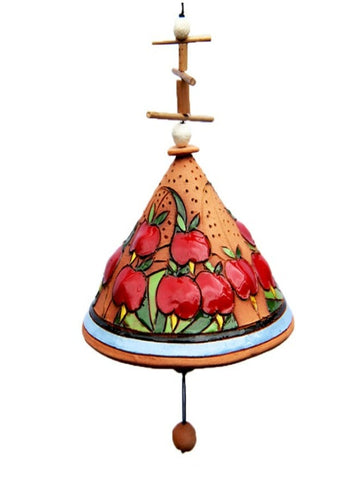 * SPECIAL * Apple Large Bell - ceramic, hand made, terracotta slightly overcooked, 1 available
