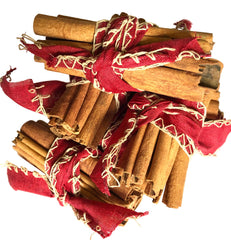 6 x Bundles of Sweet Cinnamon Quills, (10cm, 70g, ribbon: red, natural)