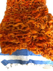 Throw/Rug hand spun, dyed and knitted (orange)