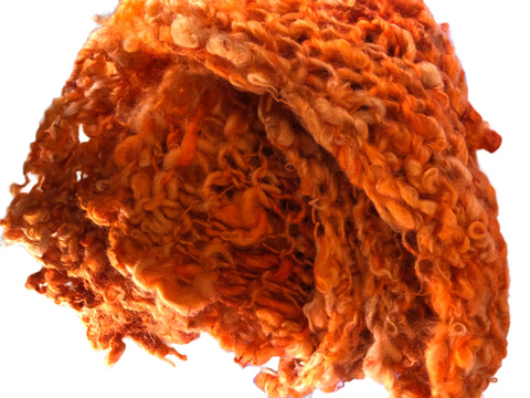 Throw/Rug hand spun, dyed and knitted (orange)