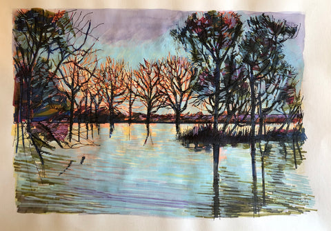 Lake at Sunset, Sebastapol, Victoria     Elizabeth Moore Golding original artwork