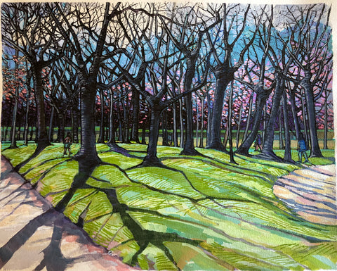 End of Winter, Green Park London     Elizabeth Moore Golding original artwork