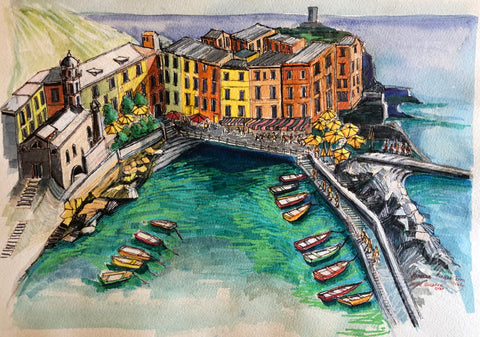 Vernazza  Cinque Terra Italy     Elizabeth Moore Golding original artwork