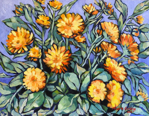 Evening Sunshine (Marigolds)   Elizabeth Moore Golding original artwork