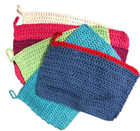Cotton crochet wash cloth, 20cm x 12cm  pack of 5