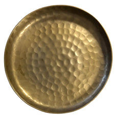 Ex-Display  Tray/dish, round antique gold colour, hammered effect (small)