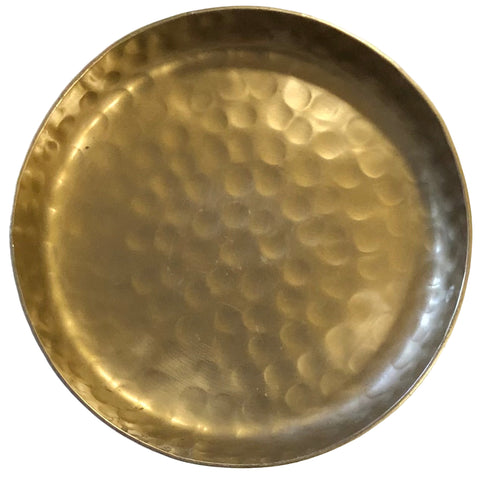 Ex-Display  Tray/dish, round antique gold colour, hammered effect (small)