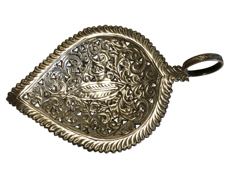 Leaf Trinket Dish, silver coloured brass