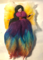 Fairy, hand made, wool felt (rainbow)