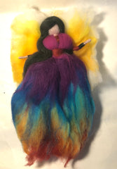 Fairy, hand made, wool felt (rainbow)