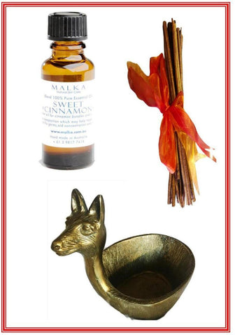 December Promo - Sweet Cinnamon Essential Oil 100ml, Quills & Cat bowl*