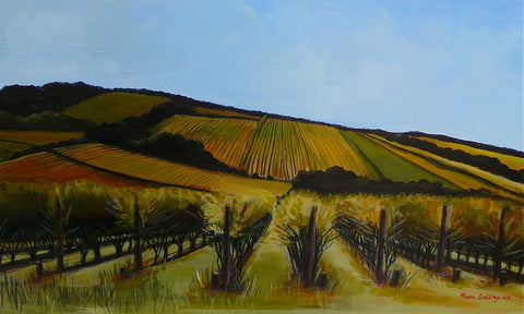 Tuck Ridge Vineyard  100cm x 50cm   Elizabeth Moore Golding original artwork