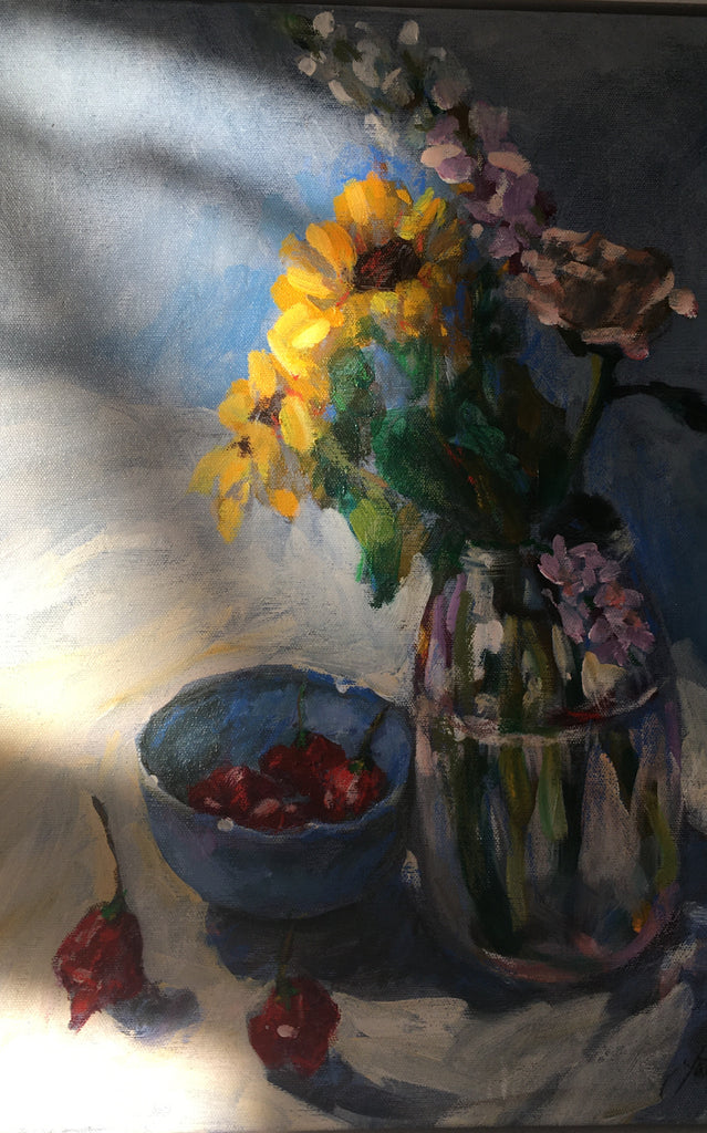 Flowers and chillies, Janet Hayes
