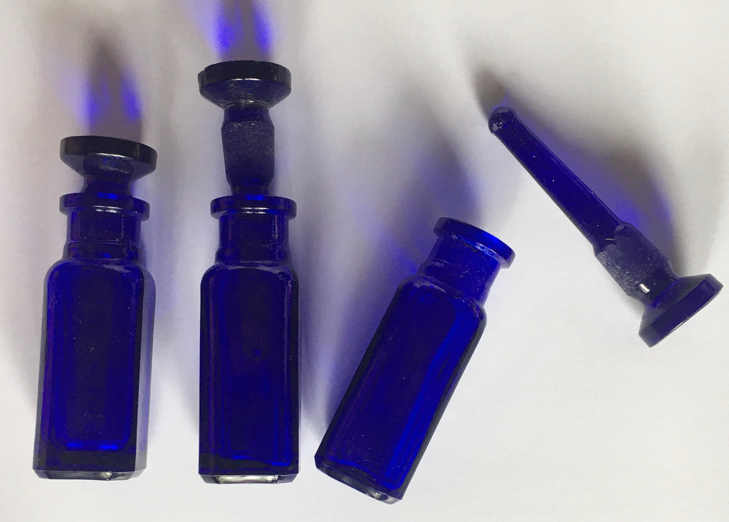 Cobalt glass bottle with glass stopper (lid) 10ml