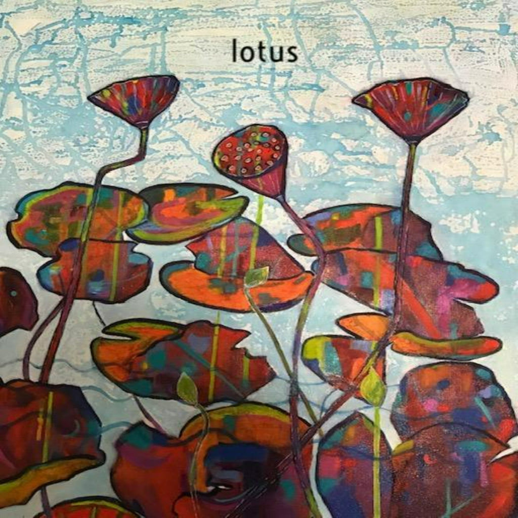 Lotus Pods acrylic on canvas, original artwork by Pamela Gordon